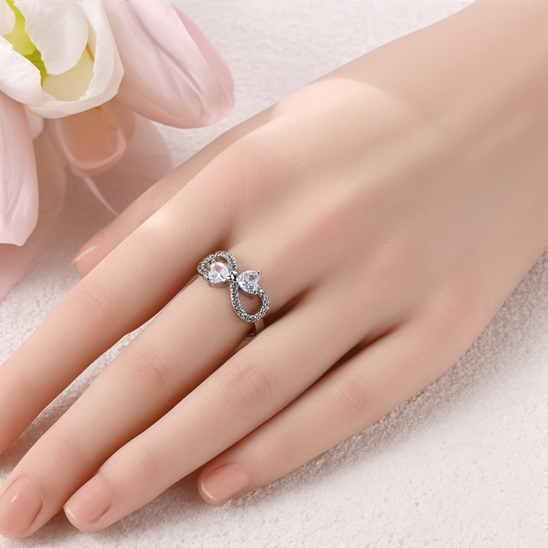 Women's 925 Silver Eternal Bow Ring, Heartfelt Gift